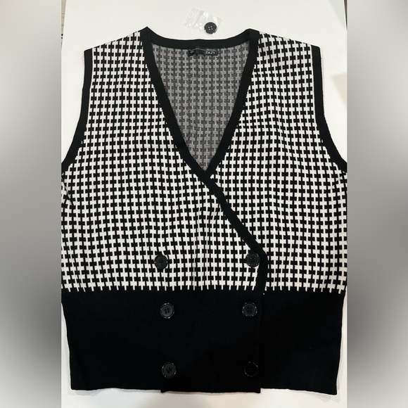 DAZY geo pattern double breasted sleeveless cardigan 🐚 - Picture 6 of 7